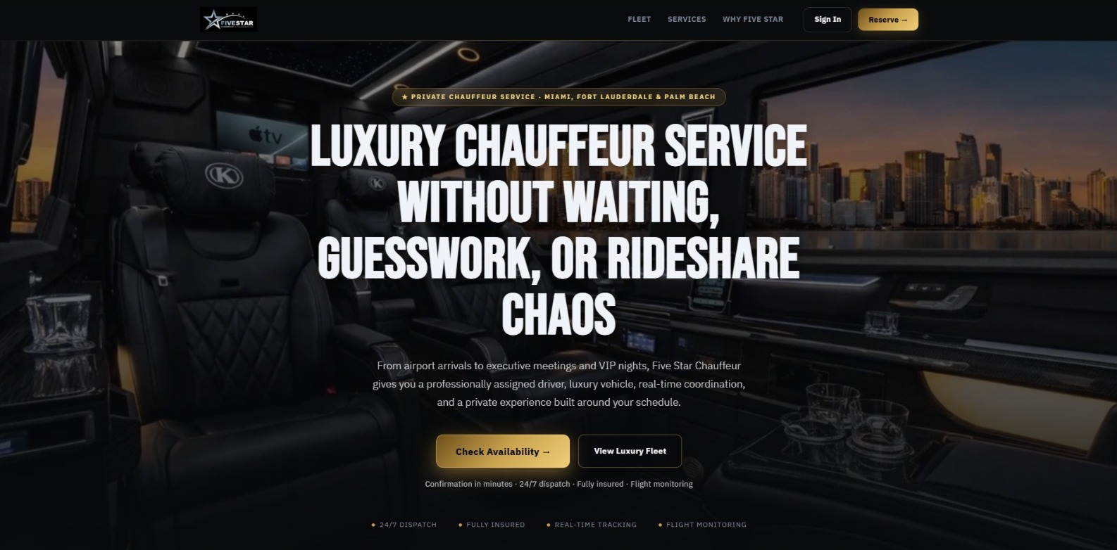 Five Star Chauffeur — desktop site
