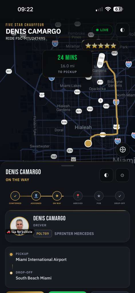 Live ride tracking — night mode for 24/7 operations