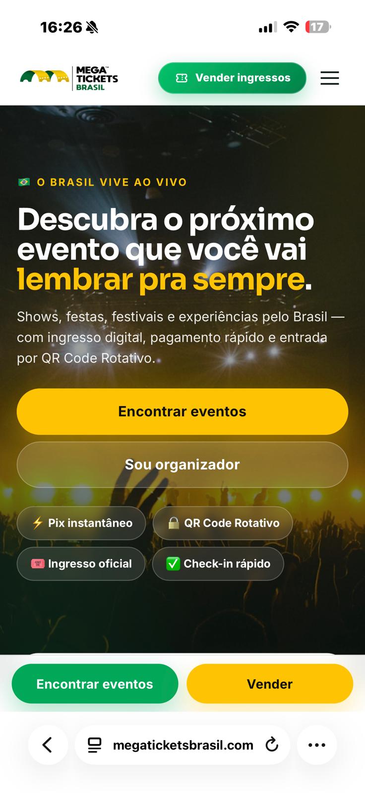 Mega Tickets Brasil — mobile