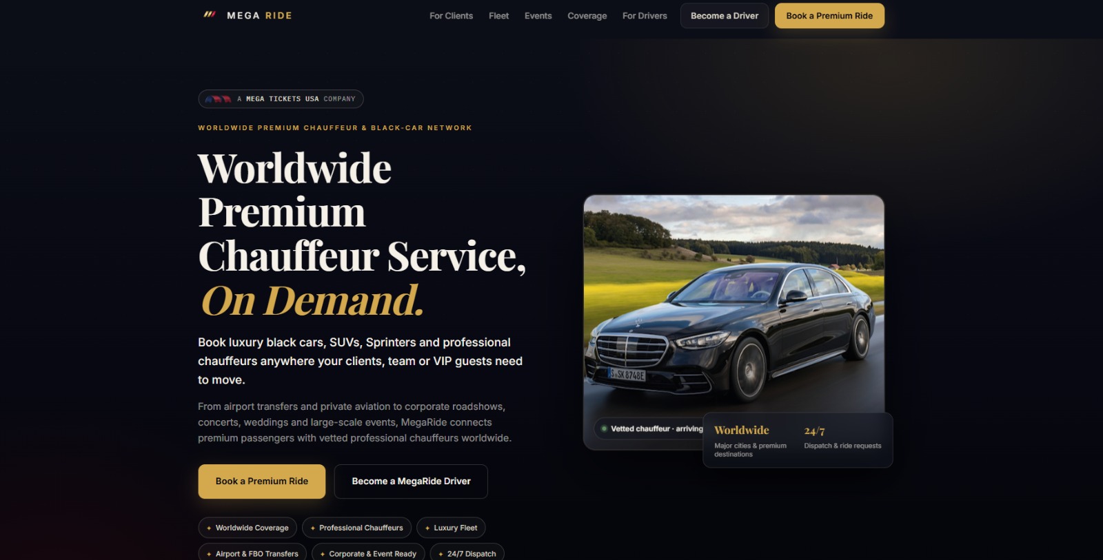 Mega Ride — desktop site